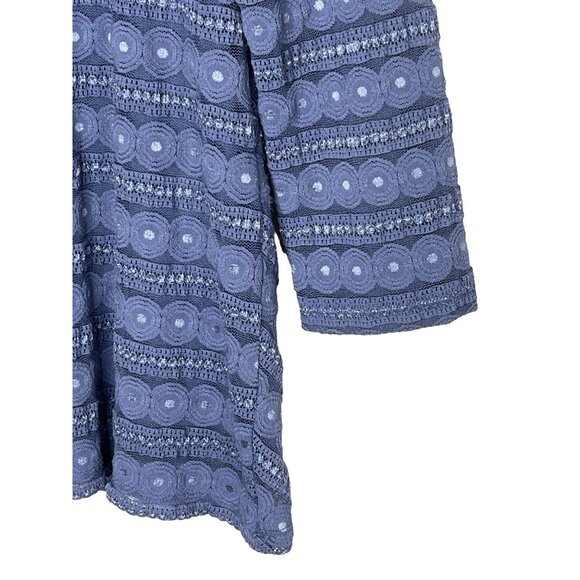 Ann Taylor Petite XS Blue Lace Blouse 3/4 Sleeve Work Top - Picture 7 of 12